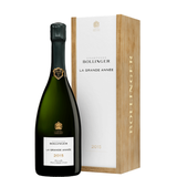 Bottle of Bollinger Grande Année 2015 with wooden case