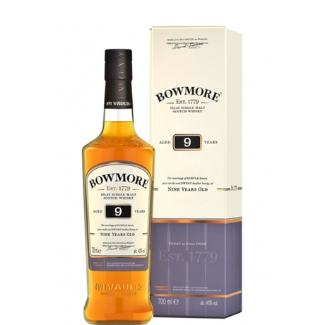 Bottle of Bowmore 9 Years with case