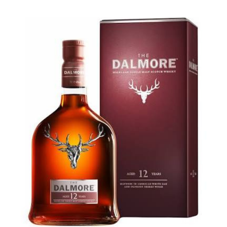 Bottle of Dalmore 12 years with case
