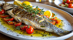 Baked sea bass
