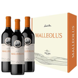 Tres botella de Malleolus 2022 de la Bodega Emilio Moro, con estuche serigrafiado de la Bodega
